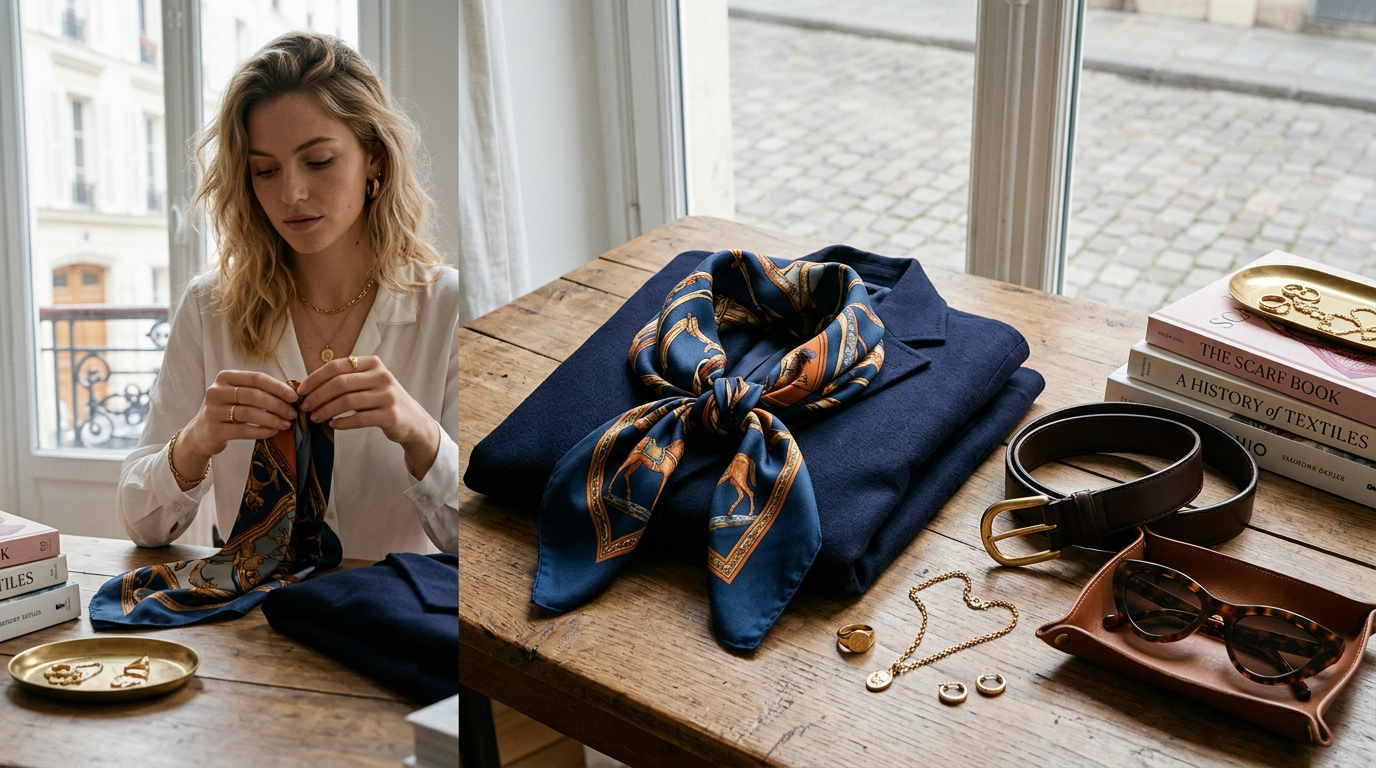 The Silk Twill Scarf: Modern Knots and Fabric Care