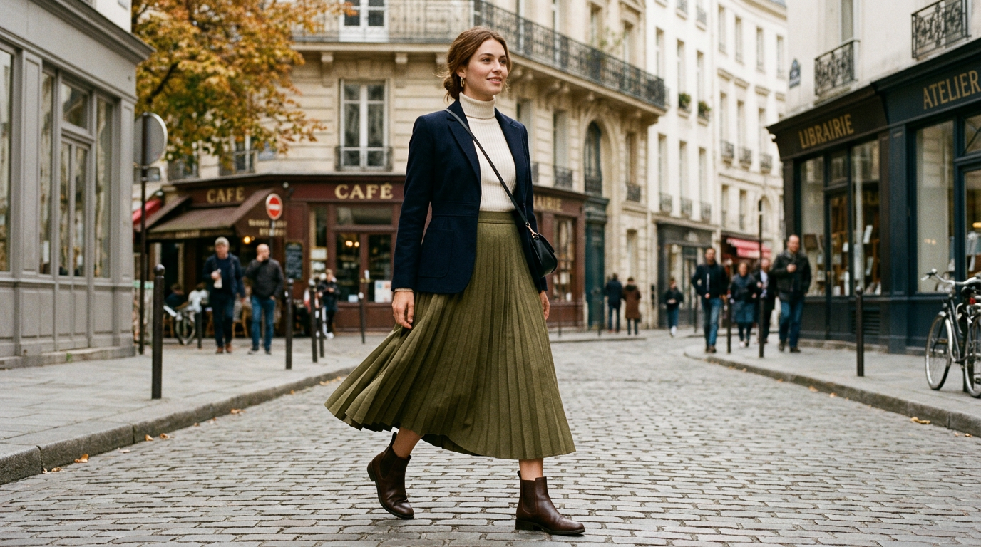 The Pleated Midi Skirt: Fabric Weight, Pleat, and Fit